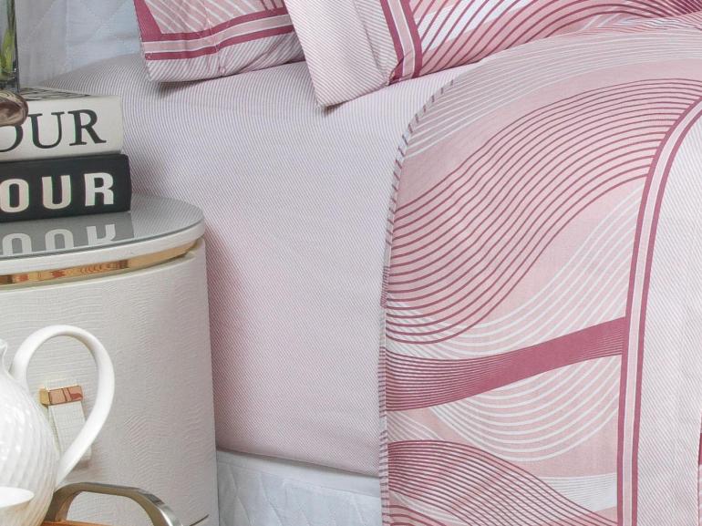 Jogo de Cama King Percal 180 fios - Platinus Rosa Velho - Dui Design