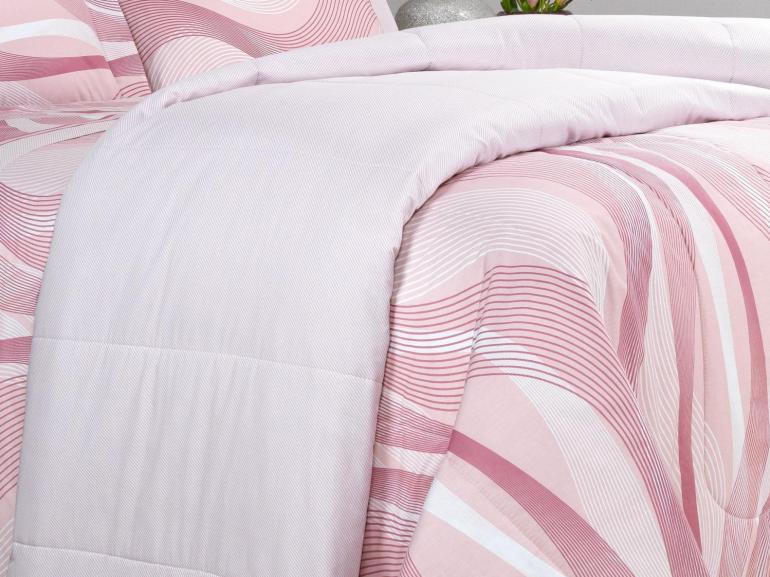 Jogo de Cama Solteiro Percal 180 fios - Platinus Rosa Velho - Dui Design