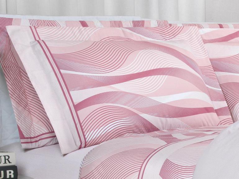 Jogo de Cama King Percal 180 fios - Platinus Rosa Velho - Dui Design