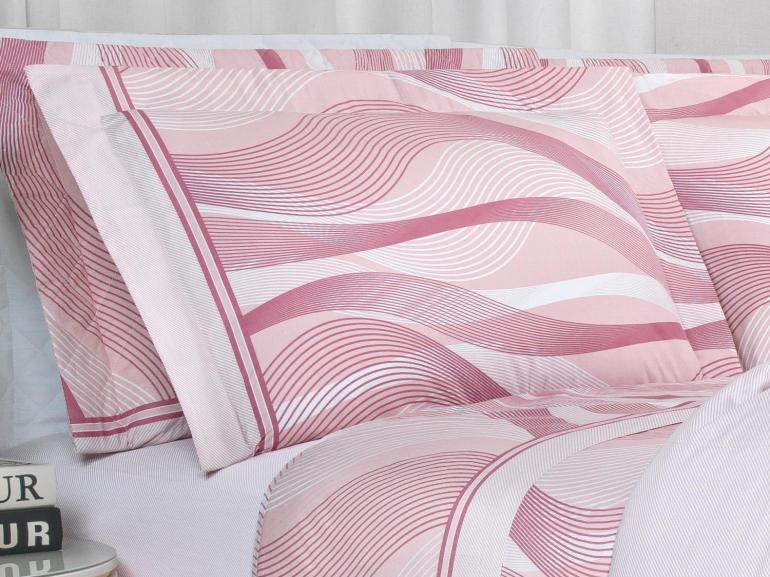 Jogo de Cama Solteiro Percal 180 fios - Platinus Rosa Velho - Dui Design