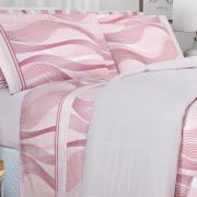 Jogo de Cama King Percal 180 fios - Platinus Rosa Velho - Dui Design