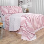 Kit: 1 Cobre-leito Casal + 2 Porta-travesseiros Percal 180 fios - Platinus Rosa Velho - Dui Design