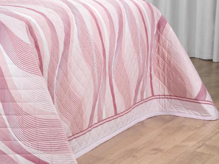 Kit: 1 Cobre-leito Casal + 2 Porta-travesseiros Percal 180 fios - Platinus Rosa Velho - Dui Design