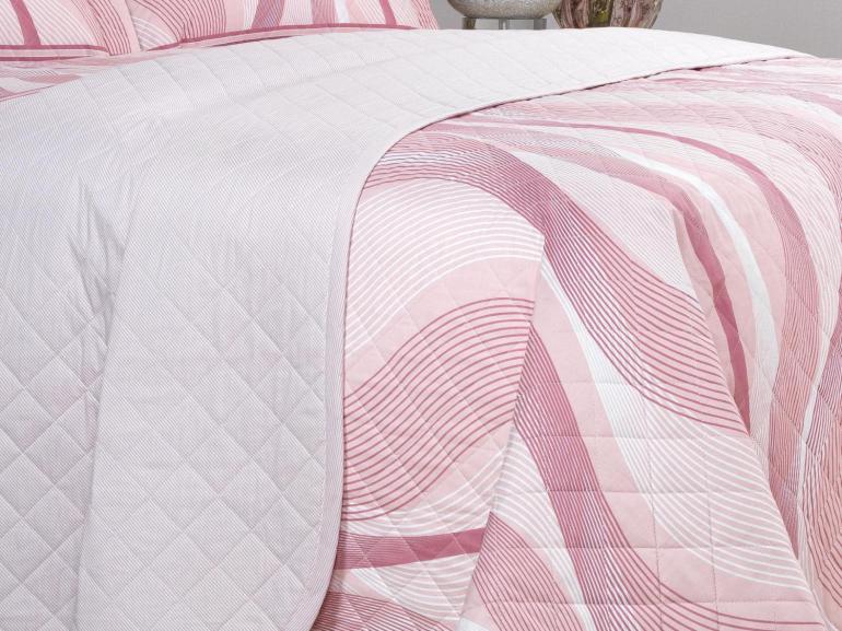 Kit: 1 Cobre-leito Casal + 2 Porta-travesseiros Percal 180 fios - Platinus Rosa Velho - Dui Design