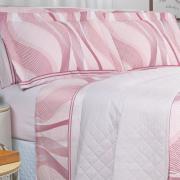 Kit: 1 Cobre-leito Casal + 2 Porta-travesseiros Percal 180 fios - Platinus Rosa Velho - Dui Design