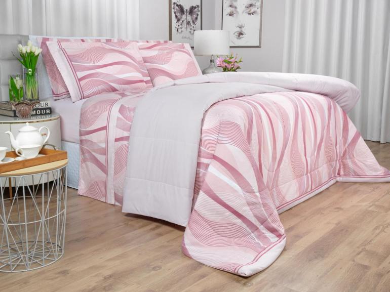 Edredom King Percal 180 fios - Platinus Rosa Velho - Dui Design