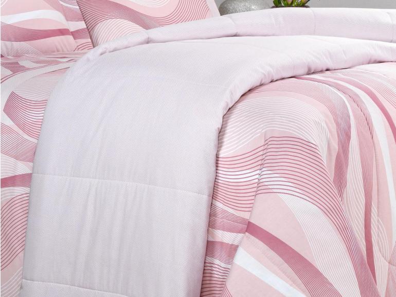 Edredom Casal Percal 180 fios - Platinus Rosa Velho - Dui Design