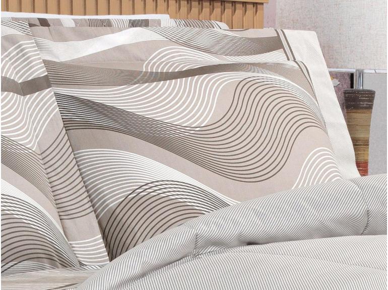 Jogo de Cama Solteiro Percal 180 fios - Platinus Taupe - Dui Design