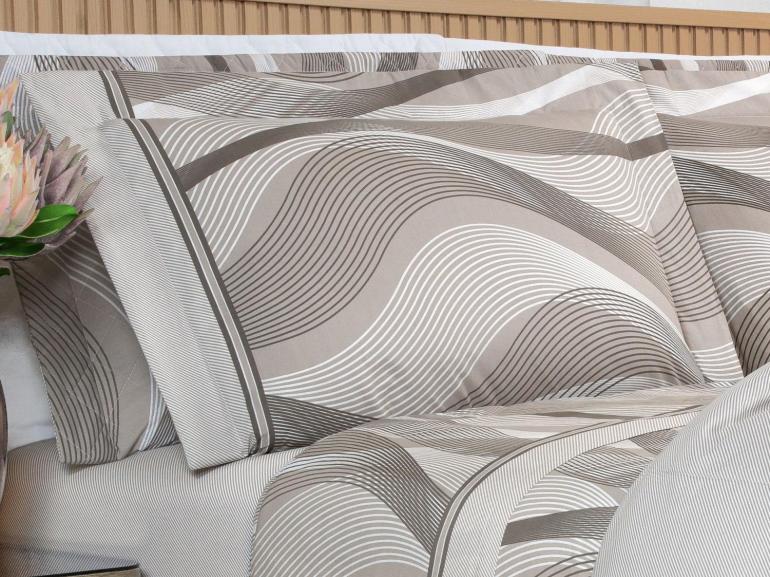 Jogo de Cama Solteiro Percal 180 fios - Platinus Taupe - Dui Design