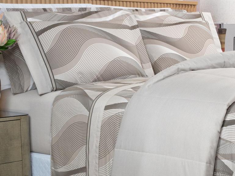 Jogo de Cama Solteiro Percal 180 fios - Platinus Taupe - Dui Design