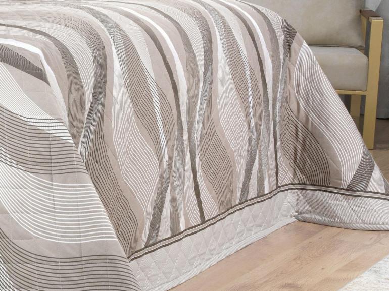 Kit: 1 Cobre-leito King + 2 Porta-travesseiros Percal 180 fios - Platinus Taupe - Dui Design