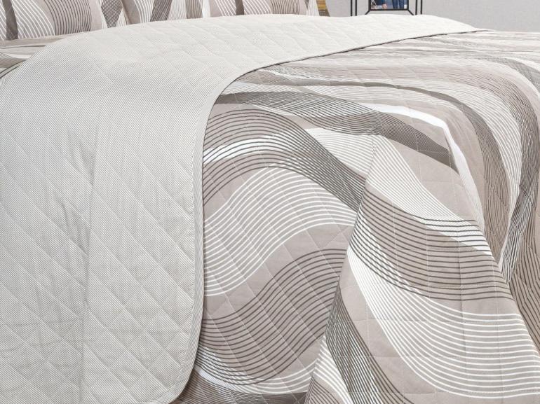 Kit: 1 Cobre-leito King + 2 Porta-travesseiros Percal 180 fios - Platinus Taupe - Dui Design