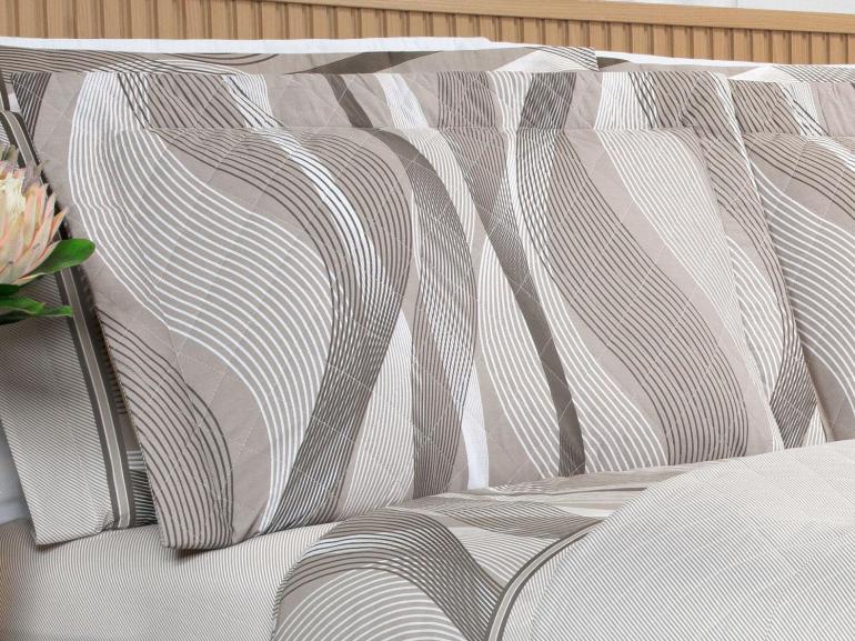 Kit: 1 Cobre-leito King + 2 Porta-travesseiros Percal 180 fios - Platinus Taupe - Dui Design