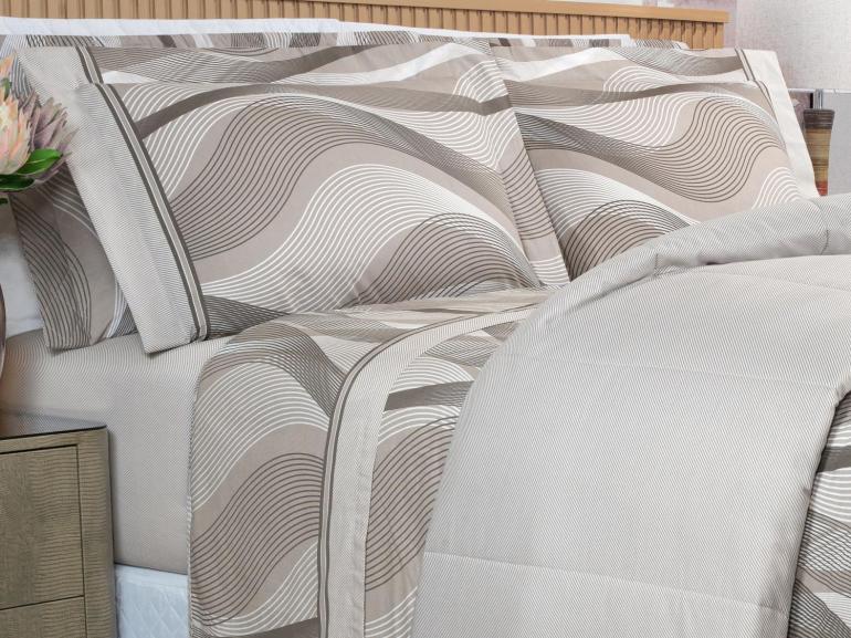 Edredom Casal Percal 180 fios - Platinus Taupe - Dui Design