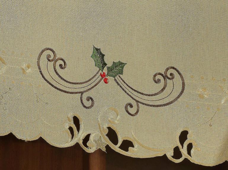 Toalha de Mesa Natal com Bordado Richelieu Quadrada 8 Lugares 220x220cm - Poinsetia Bege - Dui Design