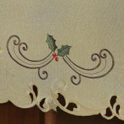 Toalha de Mesa Natal com Bordado Richelieu Quadrada 8 Lugares 220x220cm - Poinsetia Bege - Dui Design