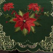 Trilho de Mesa Natal com Bordado Richelieu 45x170cm Avulso - Poinsetia Verde - Dui Design