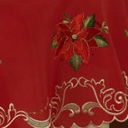 Toalha de Mesa Natal com Bordado Richelieu Redonda 175cm - Poinsetia Vermelho - Dui Design