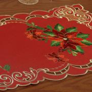 Trilho de Mesa Natal com Bordado Richelieu 40x85cm Avulso - Poinsetia Vermelho - Dui Design