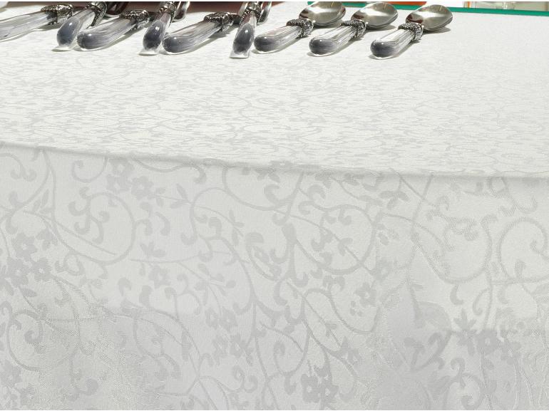 Toalha de Mesa Fcil de Limpar Redonda 160cm - Polka Branco - Dui Design