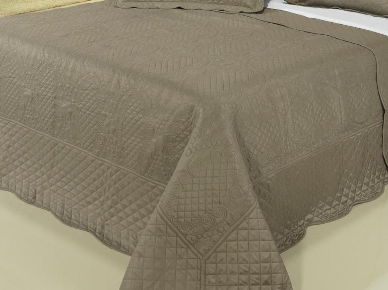 Kit: 1 Cobre-leito Solteiro Bouti Bordada de Microfibra + 1 Porta-travesseiro - Pompeli Stone - Dui Design