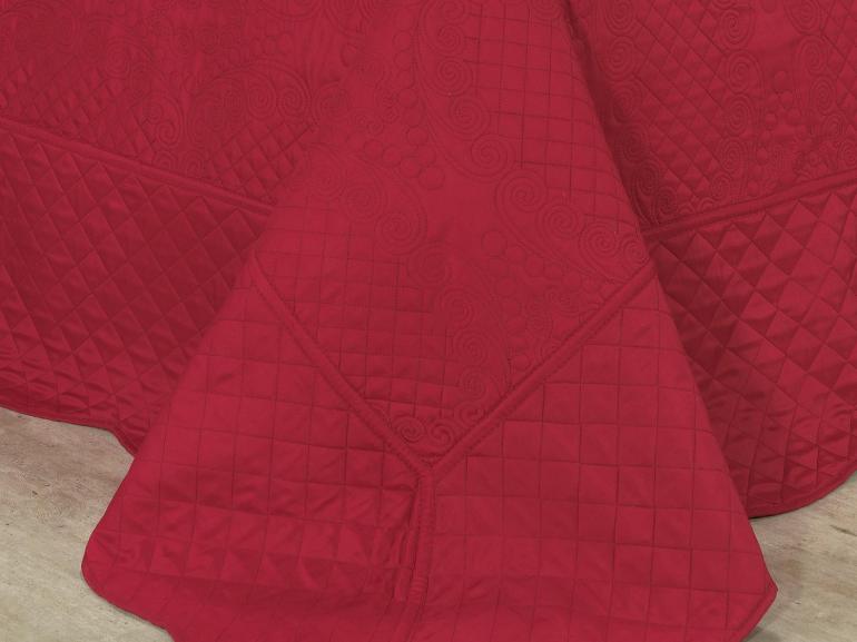 Kit: 1 Cobre-leito Solteiro Bouti Bordada de Microfibra + 1 Porta-travesseiro - Pompeli Vermelho - Dui Design