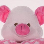 Manta Microfibra Infantil 70x100cm com Bichinho de Pel�cia Antial�rgico - Porco - Kacyumara