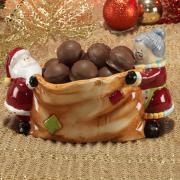 Porta Doces Natal de Cerâmica com 13,5cm de altura - Mamãe e Papai Noel - Dui Design