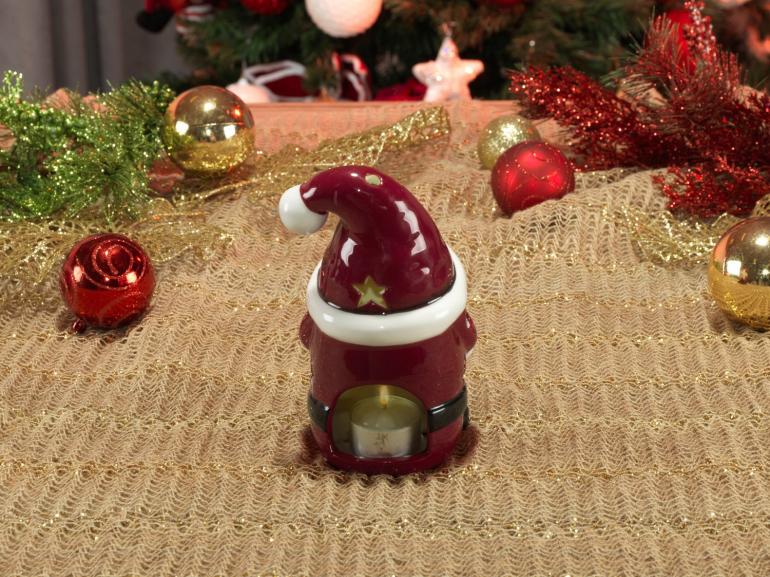Porta Vela Natal de Cerâmica com 16cm de altura - Papai Noel - Dui Design