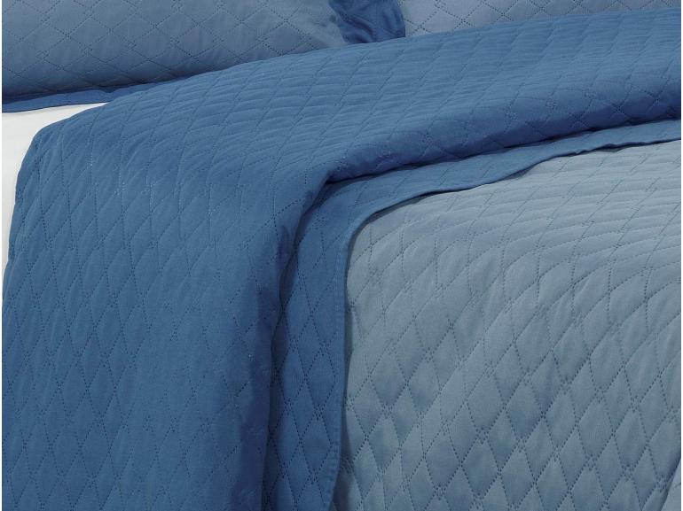 Kit: 1 Cobre-leito King Bouti de Microfibra Ultrasonic + 2 Porta-travesseiros - Portus Azul Indigo - Dui Design