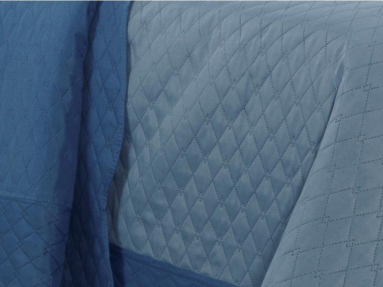 Kit: 1 Cobre-leito Casal Bouti de Microfibra Ultrasonic + 2 Porta-travesseiros - Portus Azul Indigo - Dui Design