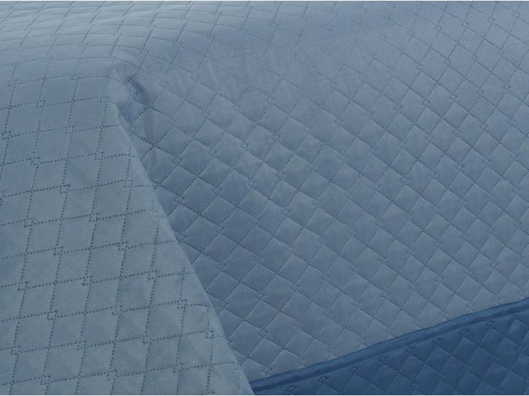 Kit: 1 Cobre-leito Solteiro Bouti de Microfibra Ultrasonic + 1 Porta-travesseiro - Portus Azul Indigo - Dui Design