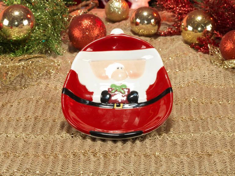 Prato Natal de Cerâmica Oval - Papai Noel 20x15cm - Dui Design