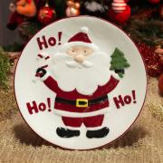 Prato Natal de Cerâmica Redondo - Hohoho 24x24cm - Dui Design