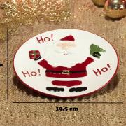 Prato Natal de Cerâmica Redondo - Hohoho 19,5x19,5cm - Dui Design