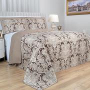Kit: 1 Cobre-leito Casal Bouti de Microfibra Ultrasonic Estampada + 2 Porta-travesseiros - Prestige Bege - Dui Design
