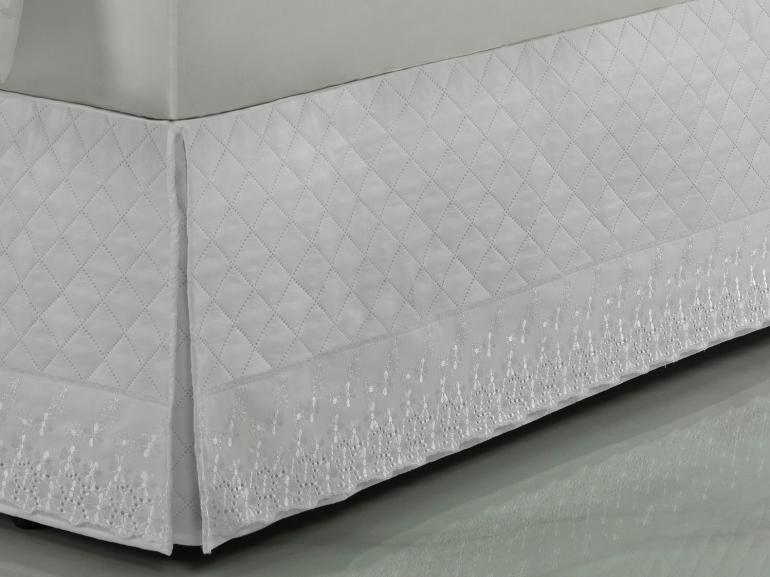 Saia para cama Box Matelassada com Bordado Inglês Queen - Primavera Branco - Dui Design
