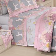 Enxoval Solteiro com Edredom 4 peas Infantil 150 fios 100% Algodo - Princesas Reflections - Santista