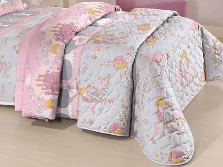 Enxoval Solteiro com Edredom 4 peas Infantil 150 fios 100% Algodo - Princesas Reflections - Santista