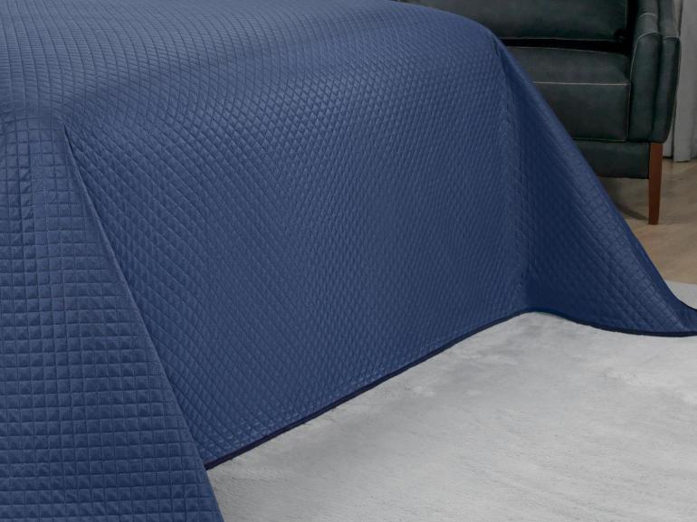 Kit: 1 Cobre-leito King Bouti de Microfibra Ultrasonic  + 2 Porta-travesseiros - Prisma Indigo - Dui Design