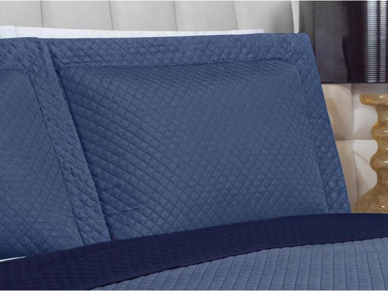 Kit: 1 Cobre-leito King Bouti de Microfibra Ultrasonic  + 2 Porta-travesseiros - Prisma Indigo - Dui Design