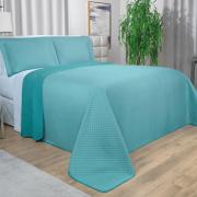 Kit: 1 Cobre-leito King Bouti de Microfibra Ultrasonic + 2 Porta-travesseiros - Prisma Turquesa - Dui Design