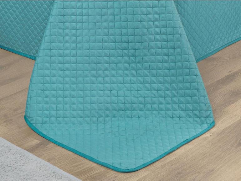 Kit: 1 Cobre-leito King Bouti de Microfibra Ultrasonic + 2 Porta-travesseiros - Prisma Turquesa - Dui Design