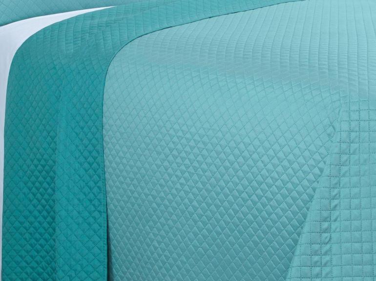 Kit: 1 Cobre-leito King Bouti de Microfibra Ultrasonic + 2 Porta-travesseiros - Prisma Turquesa - Dui Design