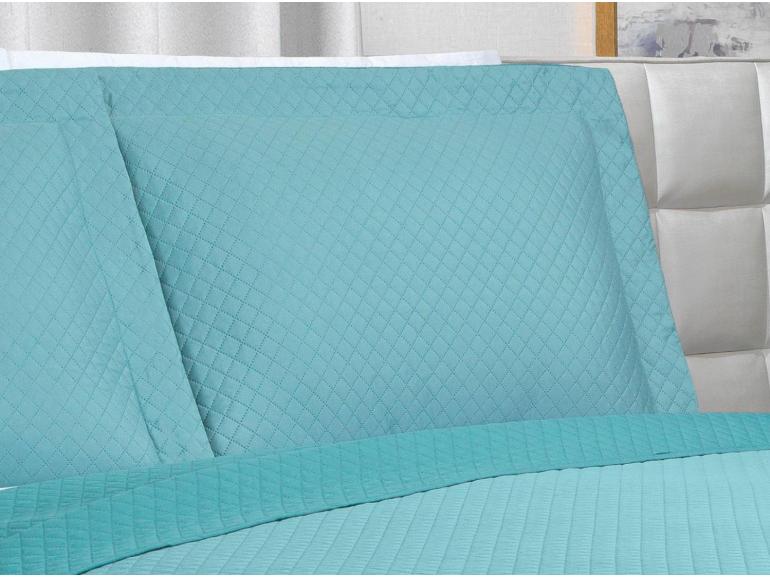 Kit: 1 Cobre-leito King Bouti de Microfibra Ultrasonic + 2 Porta-travesseiros - Prisma Turquesa - Dui Design