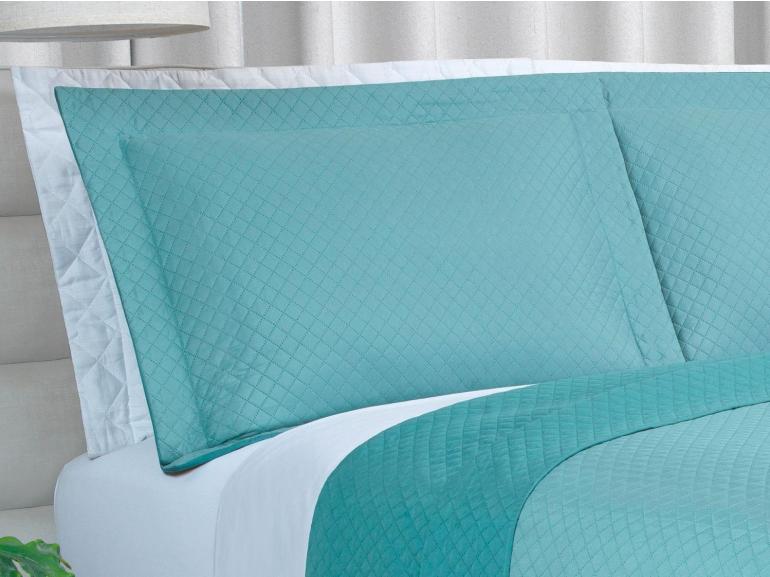 Kit: 1 Cobre-leito King Bouti de Microfibra Ultrasonic + 2 Porta-travesseiros - Prisma Turquesa - Dui Design