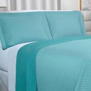 Kit: 1 Cobre-leito King Bouti de Microfibra Ultrasonic + 2 Porta-travesseiros - Prisma Turquesa - Dui Design