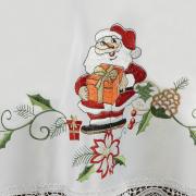 Toalha de Mesa Natal com Bordado Richelieu Redonda 180cm - Prosperidade Branco - Dui Design