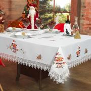 Toalha de Mesa Natal com Bordado Richelieu Retangular 8 Lugares 160x270cm - Prosperidade Branco - Dui Design