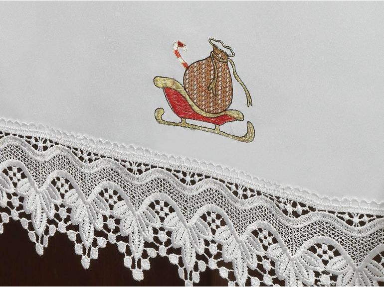 Toalha de Mesa Natal com Bordado Richelieu Retangular 6 Lugares 160x220cm - Prosperidade Branco - Dui Design